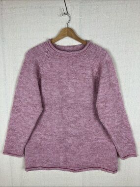 American South Side Alpaca Wool Roll Neck Sweater Rose Pink One Size